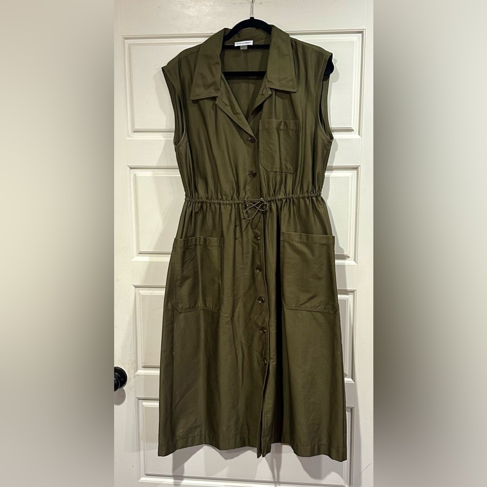 Calvin Klein Green Sleeveless Tie Front Midi Dress